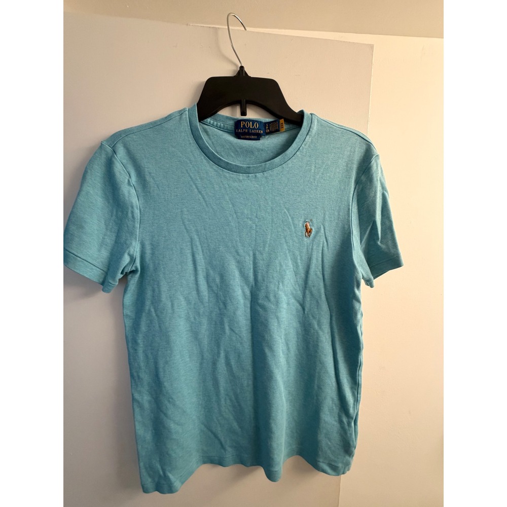 Polo Ralph Lauren Mens Custom Slim Fit T-Shirt Turquoise Blue Cotton Small
